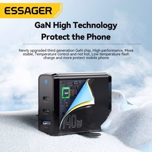 Charger Essager "Peak 2" Black 140W (2xPD / QC3.0)