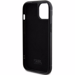 Karl Lagerfeld Rhinestone Logo Metal Plate suojakuori iPhone 15:lle - musta