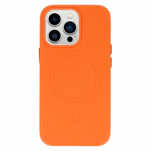 MagSafe nahkainen Suojakuori iPhone 15 Plus oranssi