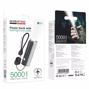 Borofone Power Bank 5000mAh BJ87 Star - Typ C - with flashlight black