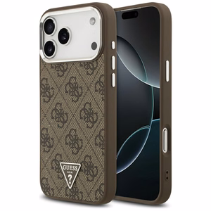 Guess MagSafe-yhteensopiva Suojakuori iPhone 17 Pro Max:lle GUHMP17XP4TSRCMW (PU 4G W/Triangle Logo SL) Ruskea