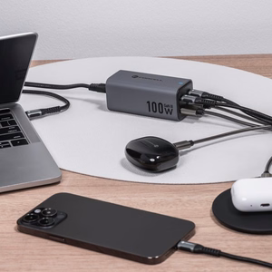 Pöytälaturi Forcell F-Energy GaN III 2 x USB C + 2 x USB A QC4.0 PD 5A 100W VT-49 harmaa