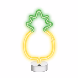 Neon LED jalustalla PINEAPPLE keltainen vihreä NNE05 Neolia