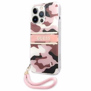 Guess GUHCP13XKCABPI iPhone 13 Pro Max 6.7" vaaleanpunainen/vaaleanpunainen kovakotelo Camo hihnamallisto