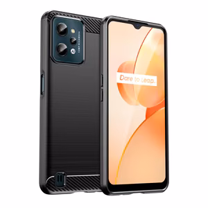 Carbon Case tapauksessa Realme C31 joustava silikoni hiilen kansi musta