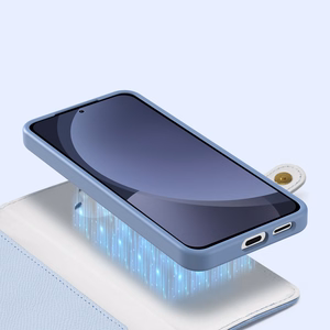Dux Ducis Lawa Nahkainen Suojakuori Samsung Galaxy S25+:lle irrotettavalla magneettisella lompakolla - Sininen