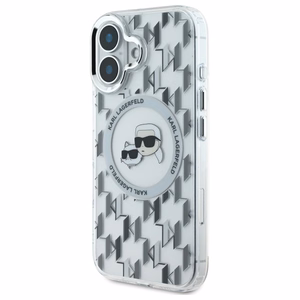 Karl Lagerfeld IML Monogram Karl ja Choupette Head MagSafe iPhone 16 Suojakuori - Kirkas