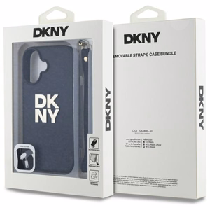DKNY Wrist Strap Stock Logo Suojakuori iPhone 16:lle - musta