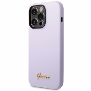 Guess GUHCP14XSLSMU iPhone 14 Pro Max 6.7" violetti / violetti kova kotelo Silikoni Vintage Gold Logo