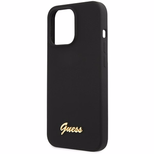 Guess GUHCP13XLSLMGBK iPhone 13 Pro Max 6.7 musta/musta kovakuori Silicone Script Gold Logo