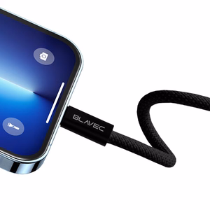Blavec kaapeli Candy punottu - USB - Lightning - 2,4A 1 metri Apple CarPlay (CCA-UL24B10) musta