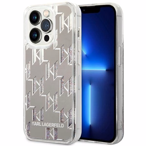 Karl Lagerfeld KLHCP14XLMNMS iPhone 14 Pro Max 6.7 kovakuori hopeinen / hopeinen Liquid Glitter Monogram