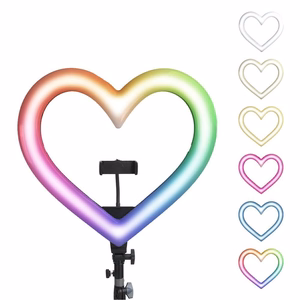 LED-rengasvalo Stream RGB lamppu 10" puhelintelineellä HEART + jalusta JM26-10 musta