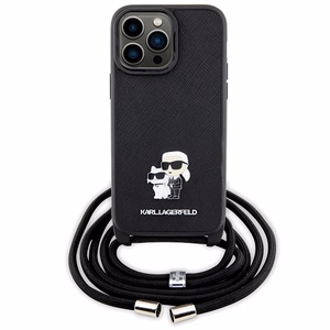 Karl Lagerfeld KLHCP14XSAKCPSK case for iPhone 14 Pro Max 6.7" hardcase - black Crossbody Saffiano Metal Pin Karl&Choupette