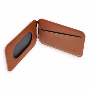 Nahkalompakko telineellä, yhteensopiva MagSafe Satechi Vegan Leather Wallet Stand ruskea