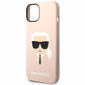Karl Lagerfeld Silicone Karl's Head MagSafe Suojakuori iPhone 14 Pluslle - vaalea vaaleanpunainen