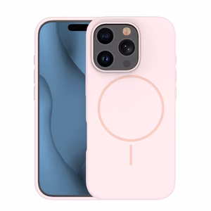 Silikoninen erittäin ohut magneettinen puhelinkuori iPhone 14 6,1' vaaleanpunainen