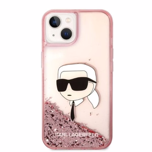 Karl Lagerfeld Glitter Karl's Head suojakuori iPhone 14 Plus:lle - vaaleanpunainen