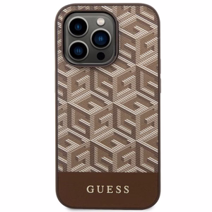 Guess GUHMP14LHGCFSEW iPhone 14 Pro 6.1 ruskea/ruskea suojakuori GCube Stripes MagSafe