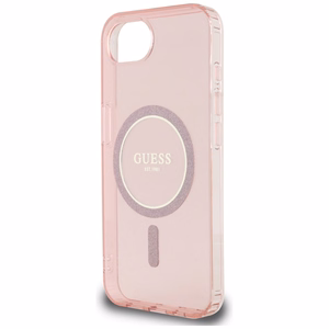 GUESS IML Glitter Circle MagSafe Alkuperäinen Suojakuori iPhone 17e/16e:lle - Vaaleanpunainen