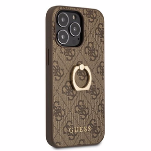 Guess GUHCP13L4GMRBR iPhone 13 Pro / 13 6.1" ruskea/ruskea kovakotelo 4G rengastelineellä varustettuna