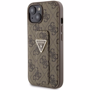 Guess Grip Stand 4G Triangle Strass Suojakuori iPhone 15:lle - ruskea