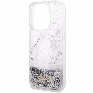 Guess GUHCP14LLCSGSGH iPhone 14 Pro 6.1" valkoinen/valkoinen hardcase Liquid Glitter Marble
