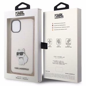 Karl Lagerfeld KLHCN61HNCHTCP vaaleanpunainen kova suojakuori iPhone 11 / Xr 6.1 Ikonik Choupette