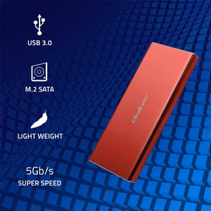 Qoltec 51831 Enclosure | M.2 SSD drive | SATA | NGFF| USB 3.0 | Super speed 5Gb/s | 2TB | Red