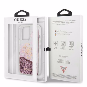 Guess GUHCP13XLG4GPI iPhone 13 Pro Max 6.7" vaaleanpunainen/vaaleanpunainen kovakotelo 4G Big Liquid Glitter