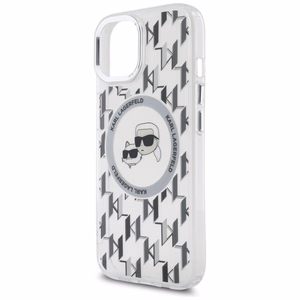 Karl Lagerfeld IML Monogram Karl & Choupette Head MagSafe Suojakuori iPhone 15:lle - Läpinäkyvä