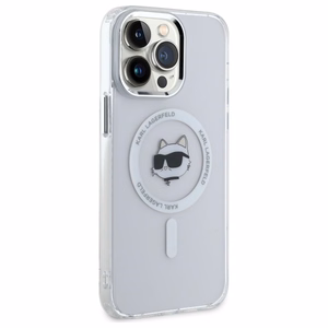 Karl Lagerfeld IML Metal Choupette Head MagSafe iPhone 13 Pro Suojakuori - valkoinen