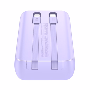 Joyroom JR-PBC07 20000mAh 30W mini-virtapankki USB-C- ja Lightning-kaapeleilla - violetti