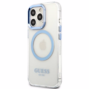 Guess GUHMP13LHTRMB iPhone 13 Pro / 13 6.1" sininen kovakuori Metal Outline MagSafe