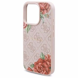 Guess GUHMP16LP4ROPEMCP iPhone 16 Pro 6.3" Vaaleanpunainen/Vaaleanpunainen Kova Suojakuori 4G Flowers Print MagSafe