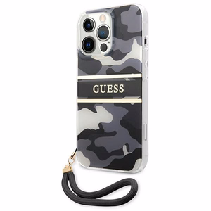 Guess GUHCP13XKCABBK iPhone 13 Pro Max 6.7" musta/musta kovakotelo Camo hihnamallisto