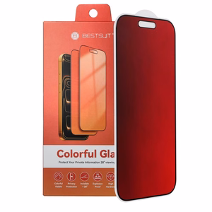 Bestsuit 5D Colorful Privacy 180 -joustava hybridisuojalasi iPhone 13 / 13 Pro / 14 / 16e / 17e (SE 4 2025) -malleille, magenta
