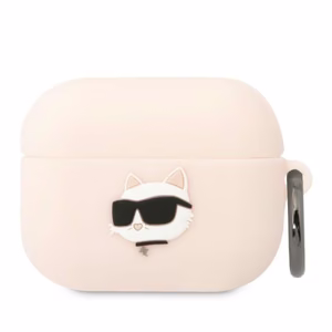 Karl Lagerfeld KLAPRUNCHP AirPods Pro Suojakuori vaaleanpunainen/vaaleanpunainen Silikoninen Choupette Head 3D