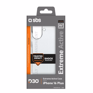 SBS Extreme Active D3O Suojakuori iPhone 16 Plus:lle - läpinäkyvä
