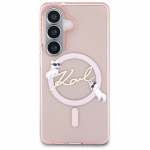 Karl Lagerfeld suojakuori IML KC Script MagSafe Samsung Galaxy S26:lle pinkki