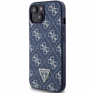 Guess 4G Triangle Metal Logo suojakuori iPhone 15 Plus / 14 Plus:lle - sininen