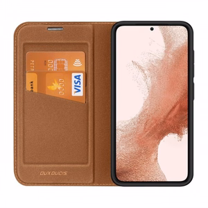 Dux Ducis Skin X2 Suojakuori Samsung Galaxy S23+ läppäkotelo lompakko jalusta ruskea