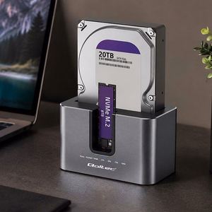 Qoltec 52631 HDD SSD doscking station | SATA | M.2 NVMe | cloning | USB-C | 10Gb/s | 28TB