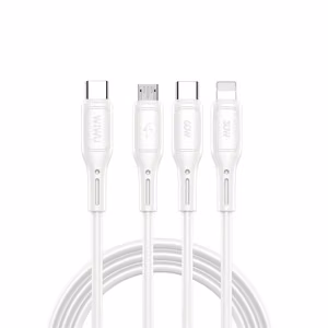 WiWU - Starlink Series datakaapeli Wi-046E 3-in-1 USB C - USB C, Micro USB, Lightning 60W 1m - valkoinen