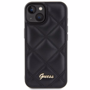 Guess Quilted Metal Logo Suojakuori iPhone 15:lle - musta