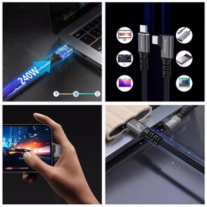 Wozinsky WPS3-UY41S USB-C USB4 40Gb/s 240W 1m 4K kulmakaapeli - musta