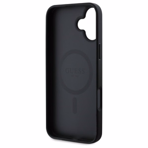 Guess Saffiano Classic Logo MagSafe Suojakuori iPhone 16:lle - musta