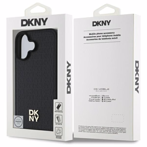 DKNY Repeat Pattern Stack Logo MagSafe Suojakuori iPhone 16:lle - musta