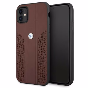 BMW Leather Curve rei'itetty kotelo iPhone 11 / Xr - punainen