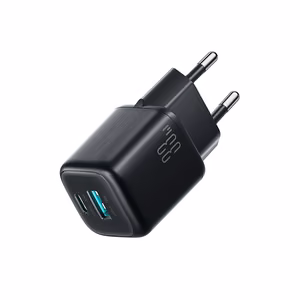 Joyroom JR-TG7 33 W USB-A + USB-C seinälaturi 60 W USB-C - USB-C 1 m kaapelilla - musta